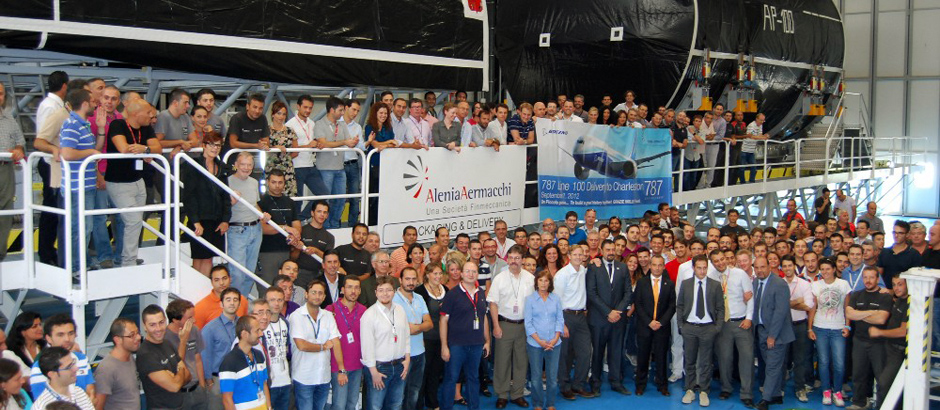 Alenia Aermacchi delivers the 100th Boeing 787 Dreamliner mid