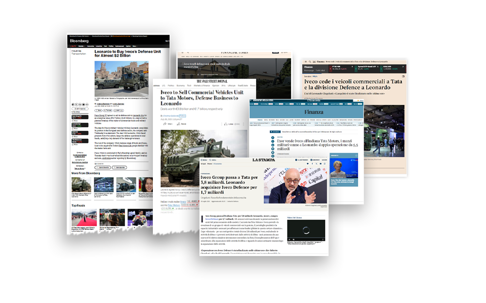 Press coverage of Leonardo's acquisition of Iveco Defence